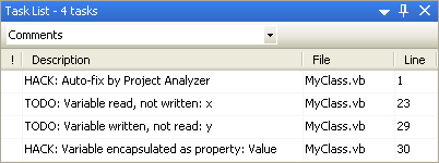 Visual Studio .NET Task List