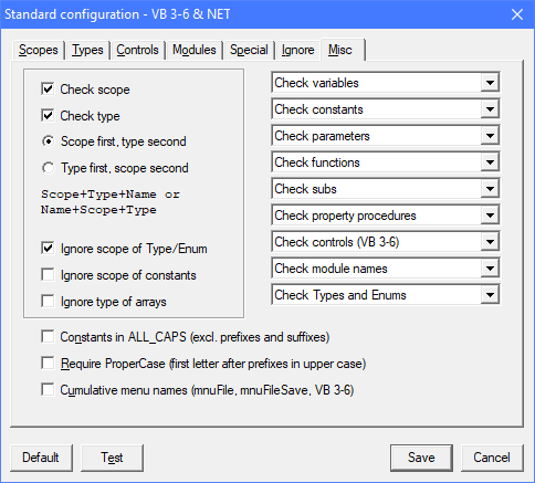 Project NameCheck miscellaneous configuration