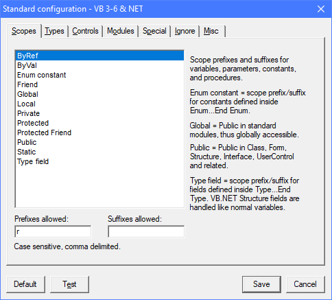 Project Analyzer naming standards