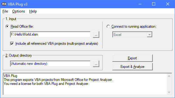 VBA Plug main window