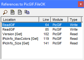 Project Analyzer References to window